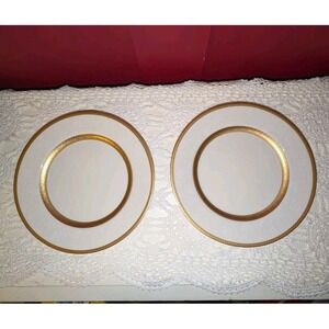 VINTAGE MIKASA FINE CHINA JAPAN ANTIQUE LACE IVORY GOLD 2 SALAD PLATES 7.5"